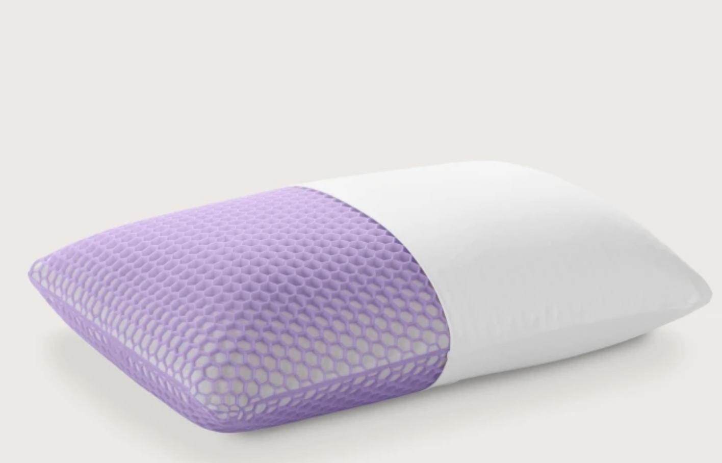 image of a Purple brand pillow with a light cream background