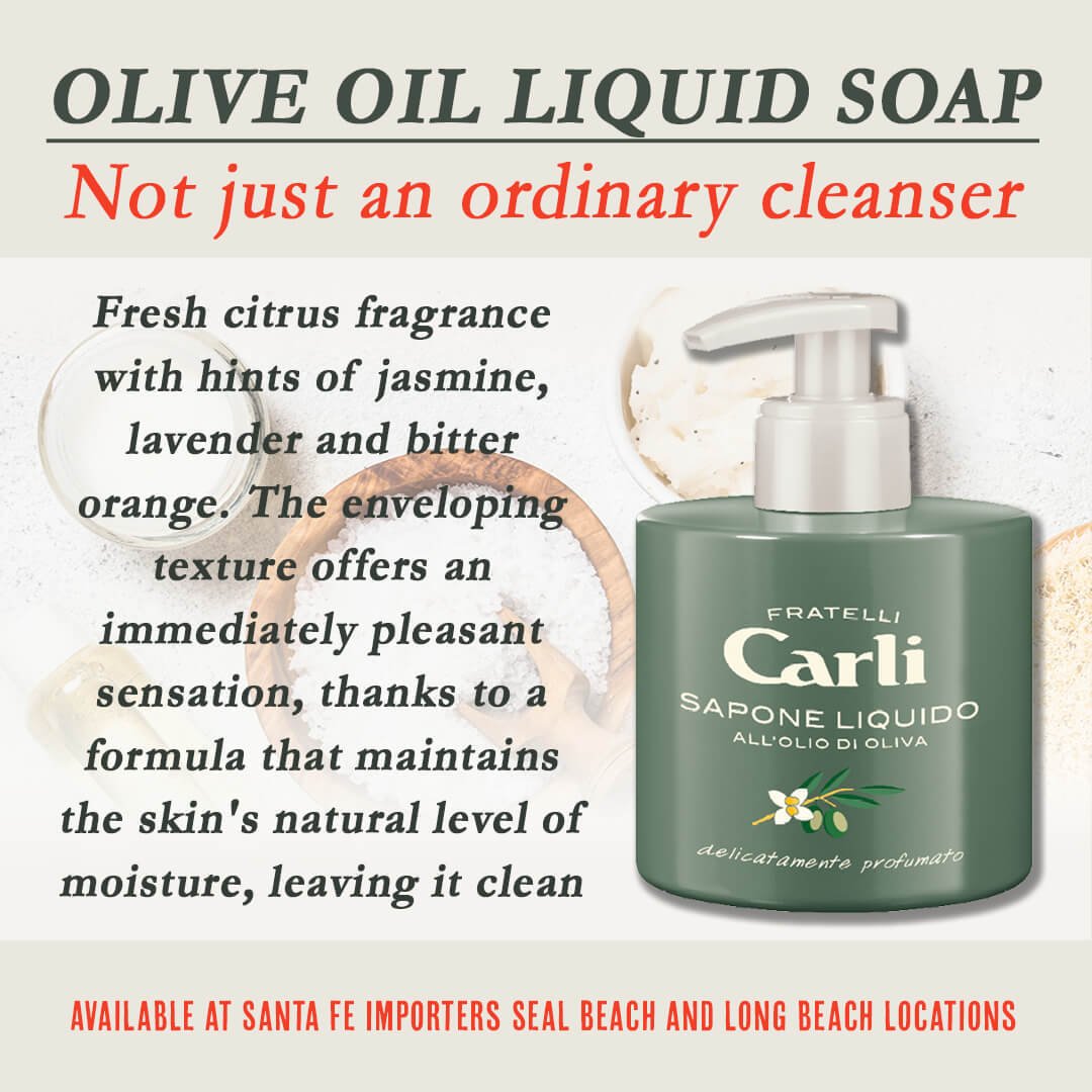 Santa Fe Importers Seal Beach and Long Beach locations now offer the Fratelli Carli Olive Oil Liquid Soap. This Italian product is also available in bar soap and hand cream variations, making it a special and unique gift for Mother's Day. 

https://b
