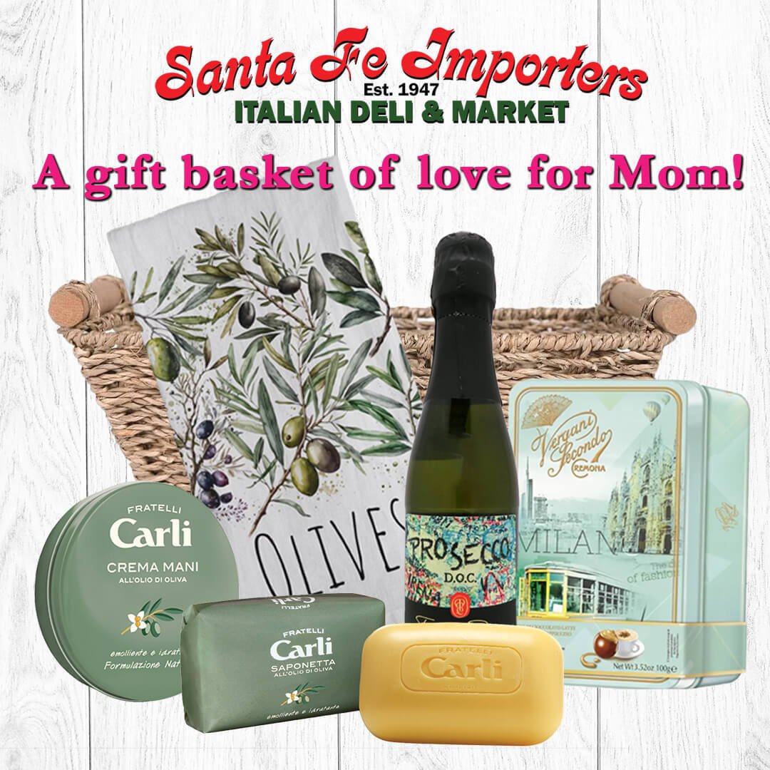 We've got you covered this Mother's Day! Only a few Mother's Day gift baskets are left at our Seal Beach and Long Beach Stores, which include Fratelli Carli soothing olive oil hand cream and bar soap, Vergani Milk Chocolate Pralines with Cappuccino C