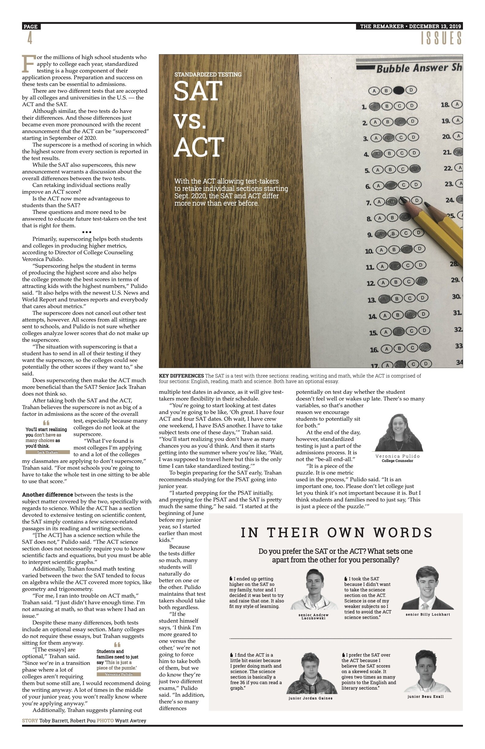 This design’s story was a comparison of the SAT and ACT test programs. Again, I was concerned that using a student in the visual might distract from the seriousness of the story, so I worked with our graphics director on an environmental portrait.