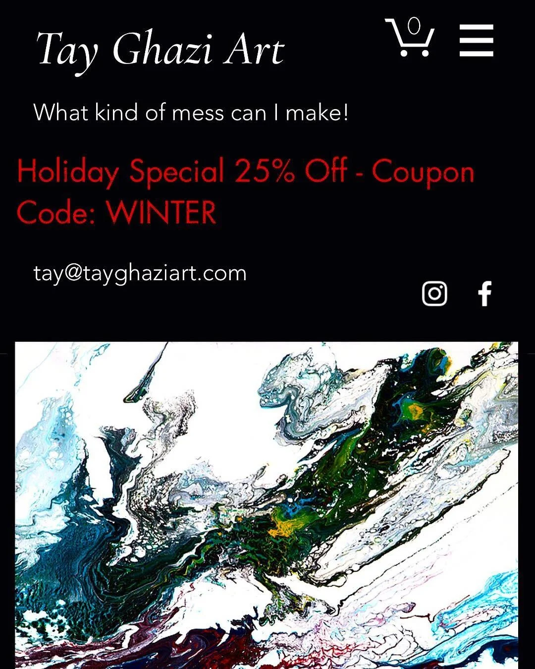 HAPPY HOLIDAYS!!!
25% OFF WINTER SALE ON MY ENTIRE COLLECTION!

If you&rsquo;re looking for something special to get a friend or family member....
If you&rsquo;re looking to add some color in your own house...
Look no further. 
Enter WINTER at checko