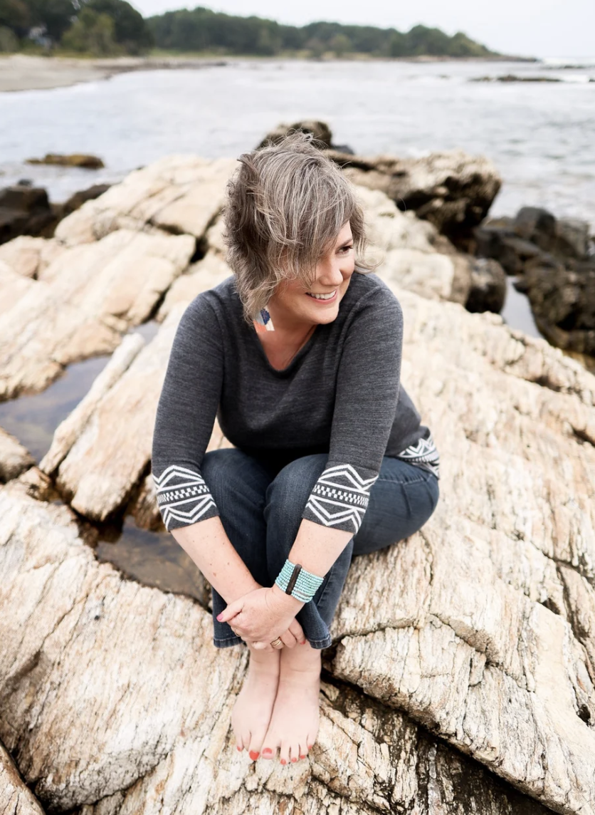 Nev Hoffman on coastal rocks in Kittery Point Maine