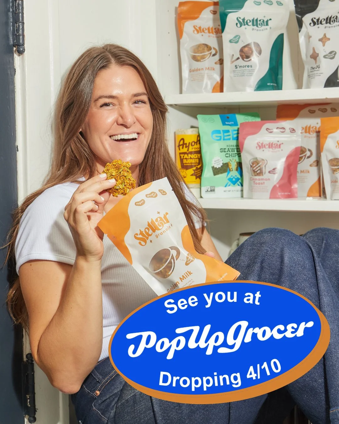 We are LIVE at @popup.grocer ! If you are in NYC run to the store and grab a bag 😉⁠
⁠
Pop Up Grocer has been a dream retailer for us since we launched Stellar Granola 5 years ago! We are excited to be on shelf and can't wait to expand our granola in