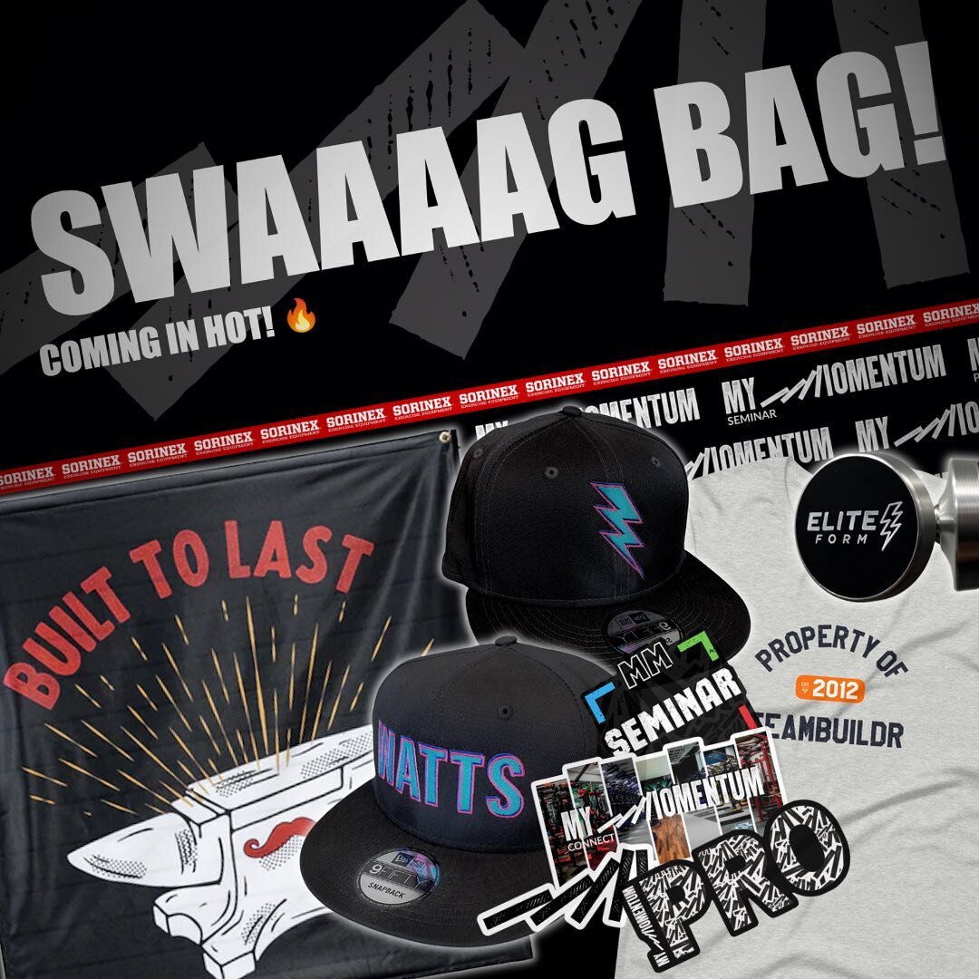 👀 Sneak peek of this weekend&rsquo;s #SWAGBAGS being dropped around the metaverse map 🤩 

Who&rsquo;s going to take home the goods?!

Thanks to our Partners in Performance for all the swaggy SWAG 😎!

@eliteform_llc 
@sorinex 
@teambuildr 

#Streng
