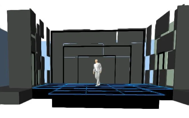 Concept art:  start with a grid that breaks apart in pieces, like a Tetris.