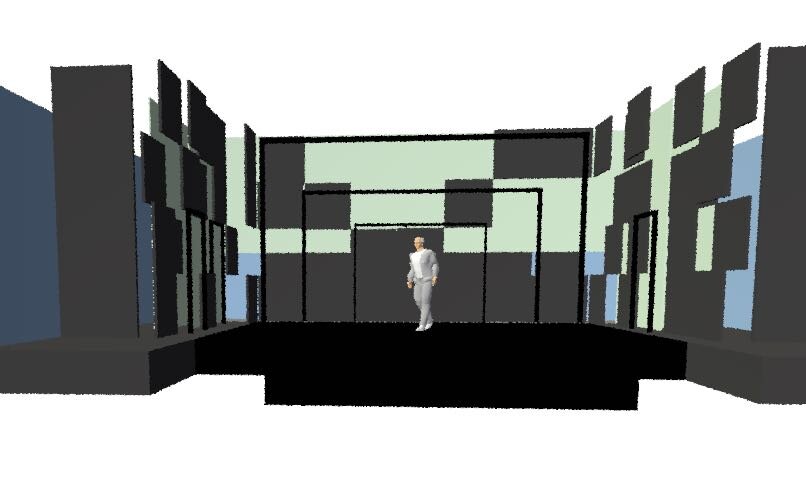 Concept art:  By the show's end, the walls are completely fractured.