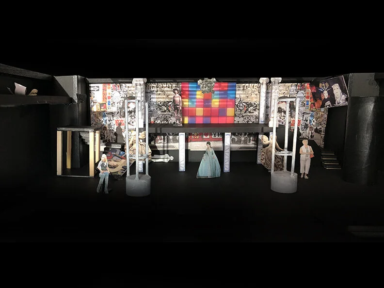 Model of the set showing bubble tube platforms and graffiti