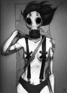 Inspirational art.  I was researching women protestors and women in war zones and came across this art which led to an exploration in bondage wear. 