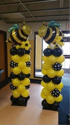 Spelling Bee balloons. I recreated this idea for our show.