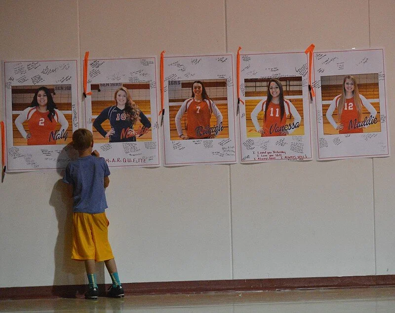 Senior posters inside the gym.  I created senior posters for the current Musical theatre majors.