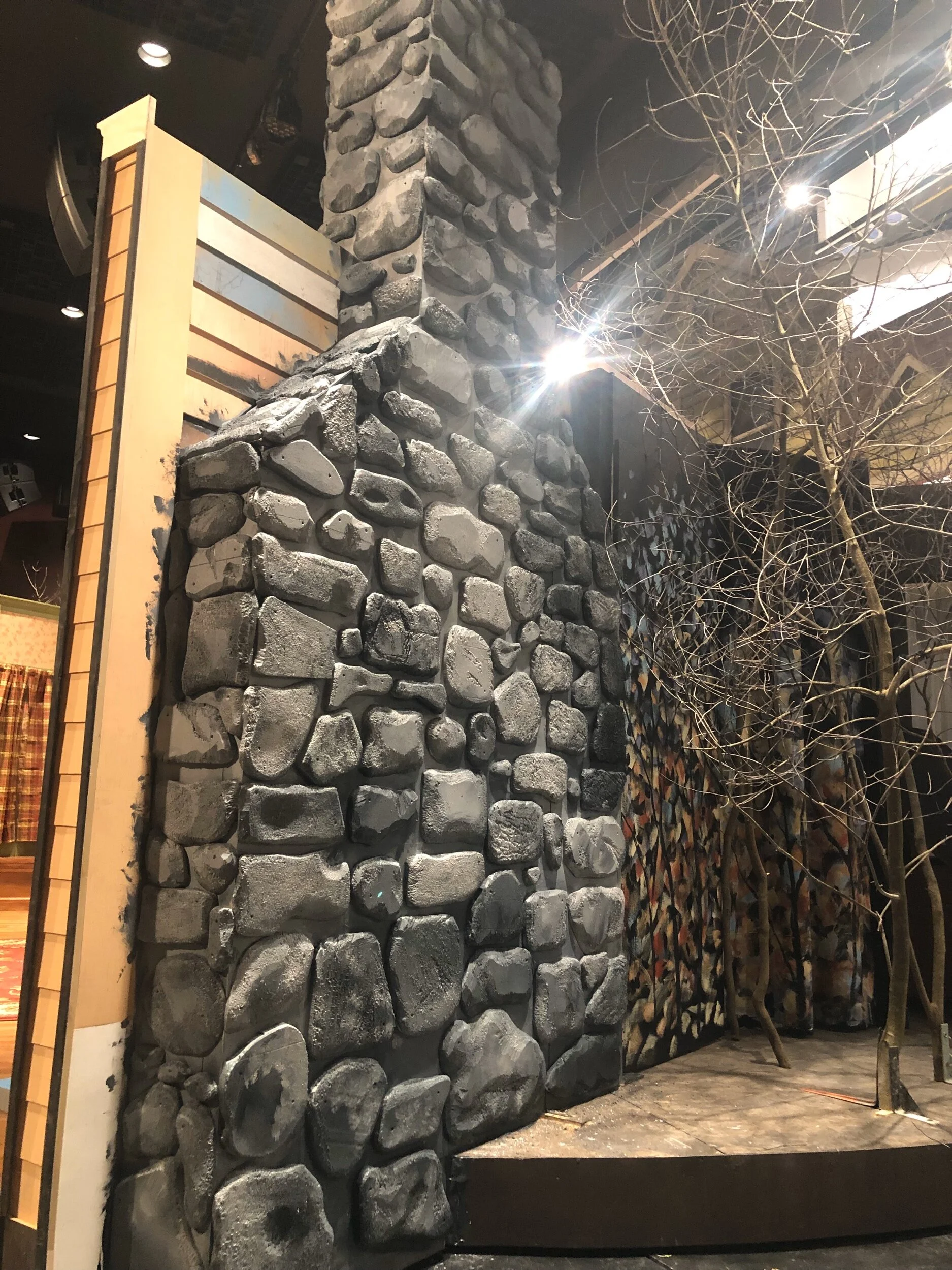 Trees with firelplace, with foam stone appliqué