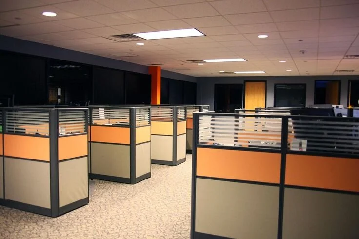 Research: I used these cubicles as inspiration for the office bullpen