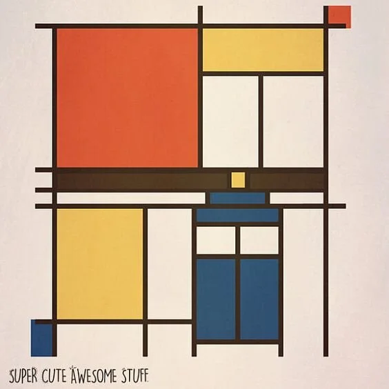 Mondrian- inspired the cubicle design and color scheme