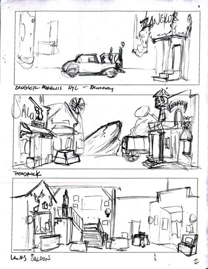 Storyboards: NYC, Deadrock town, Saloon interior