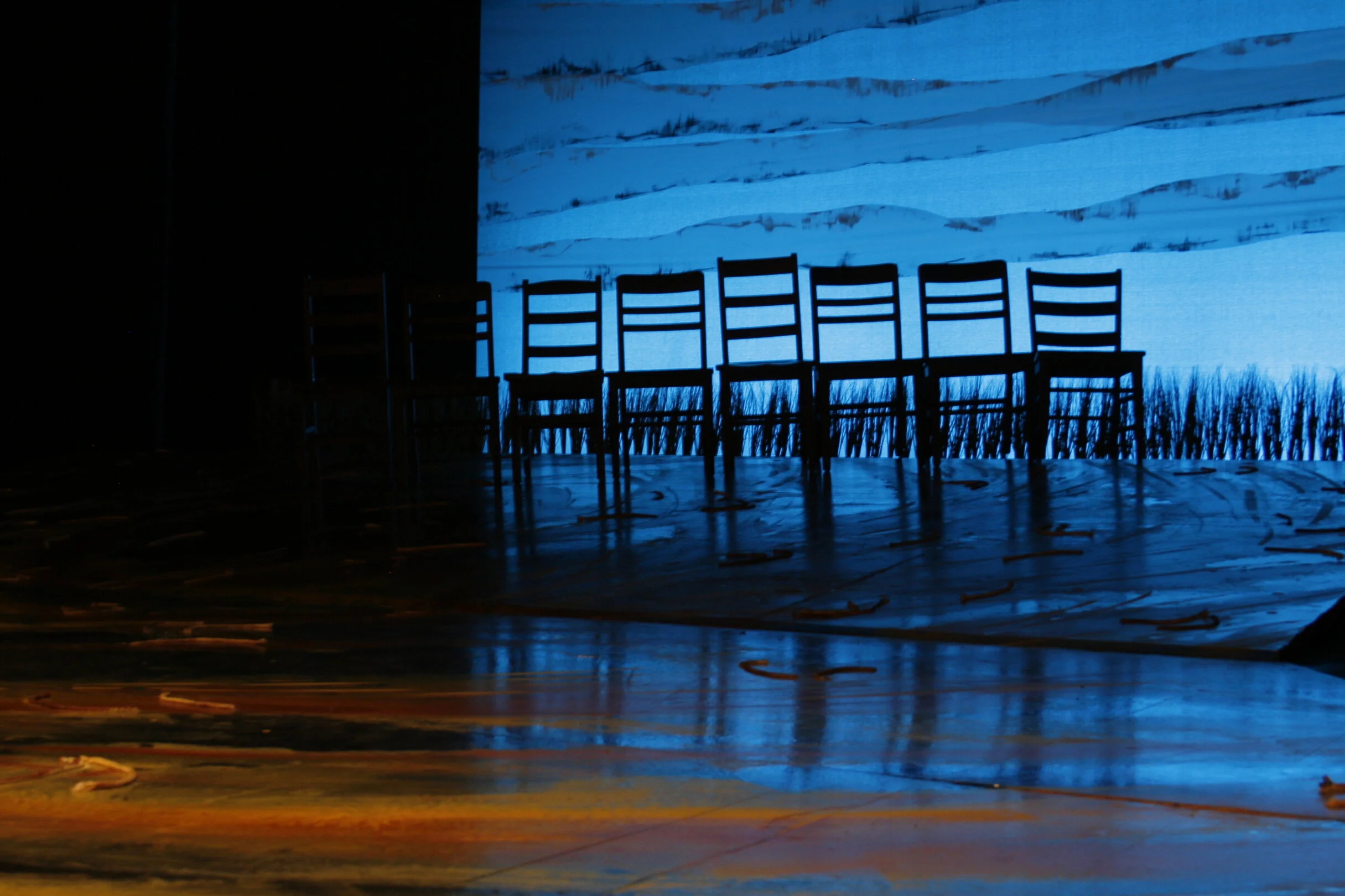 Pre show look- The chairs became the fence where Mathew Sheppard's body was found