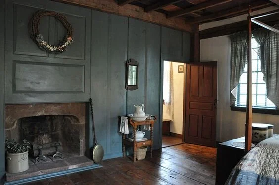 Research:  I used this color palette and fireplace for my interior.   I was drawn to the warm light surrounded by cool light
