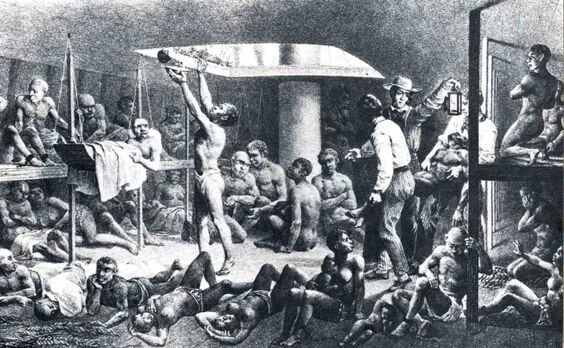 Research:  slave hold on a ship.  I was drawn to this open center and compartmentalized sleeping areas on the side.
