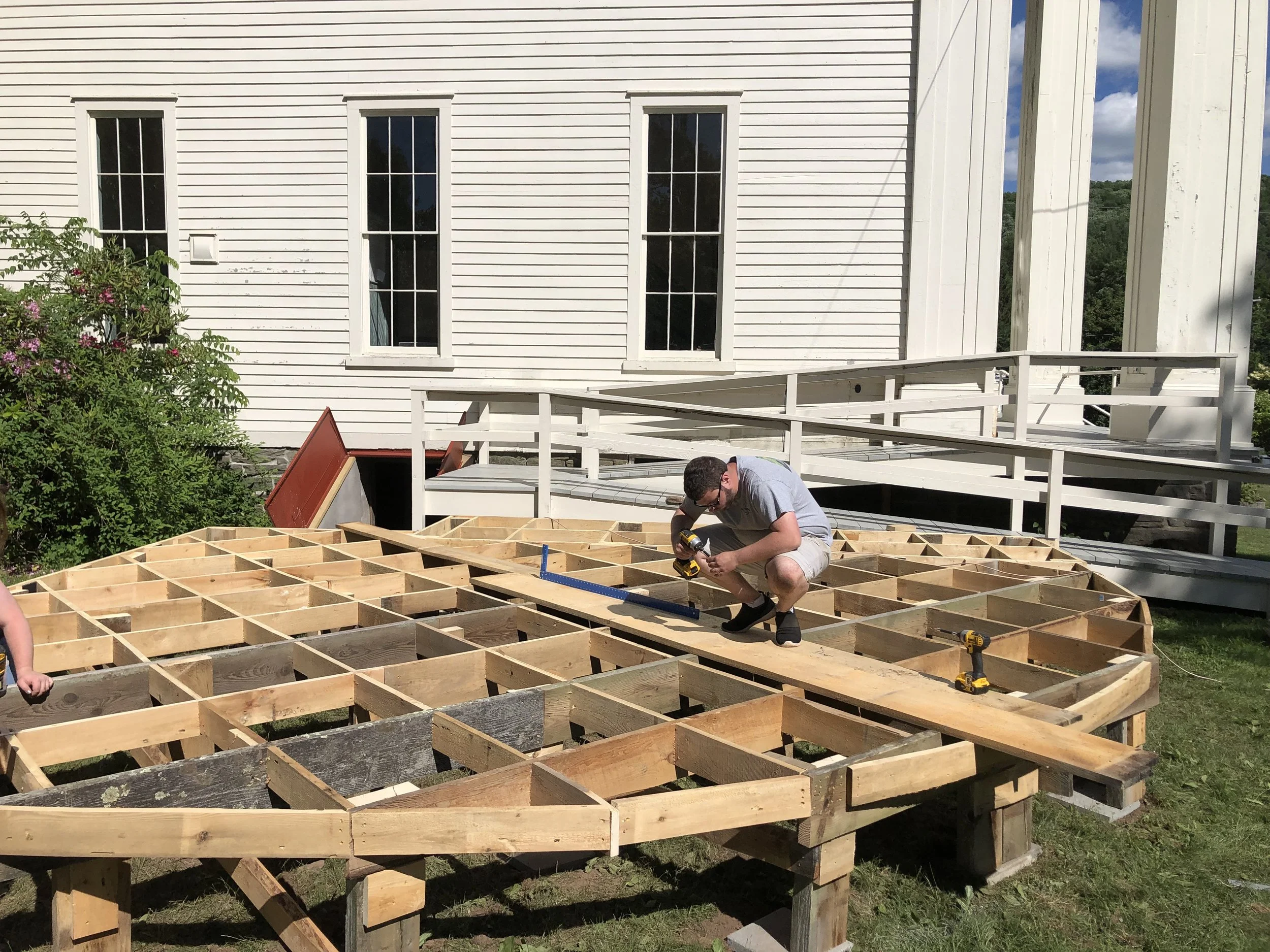 Deck framing installed