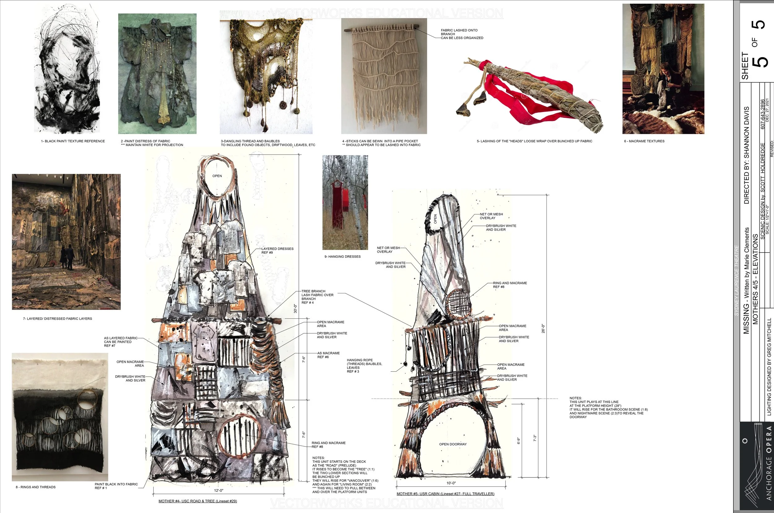 Drafting of the "Ancestors" with research to show texture and layering