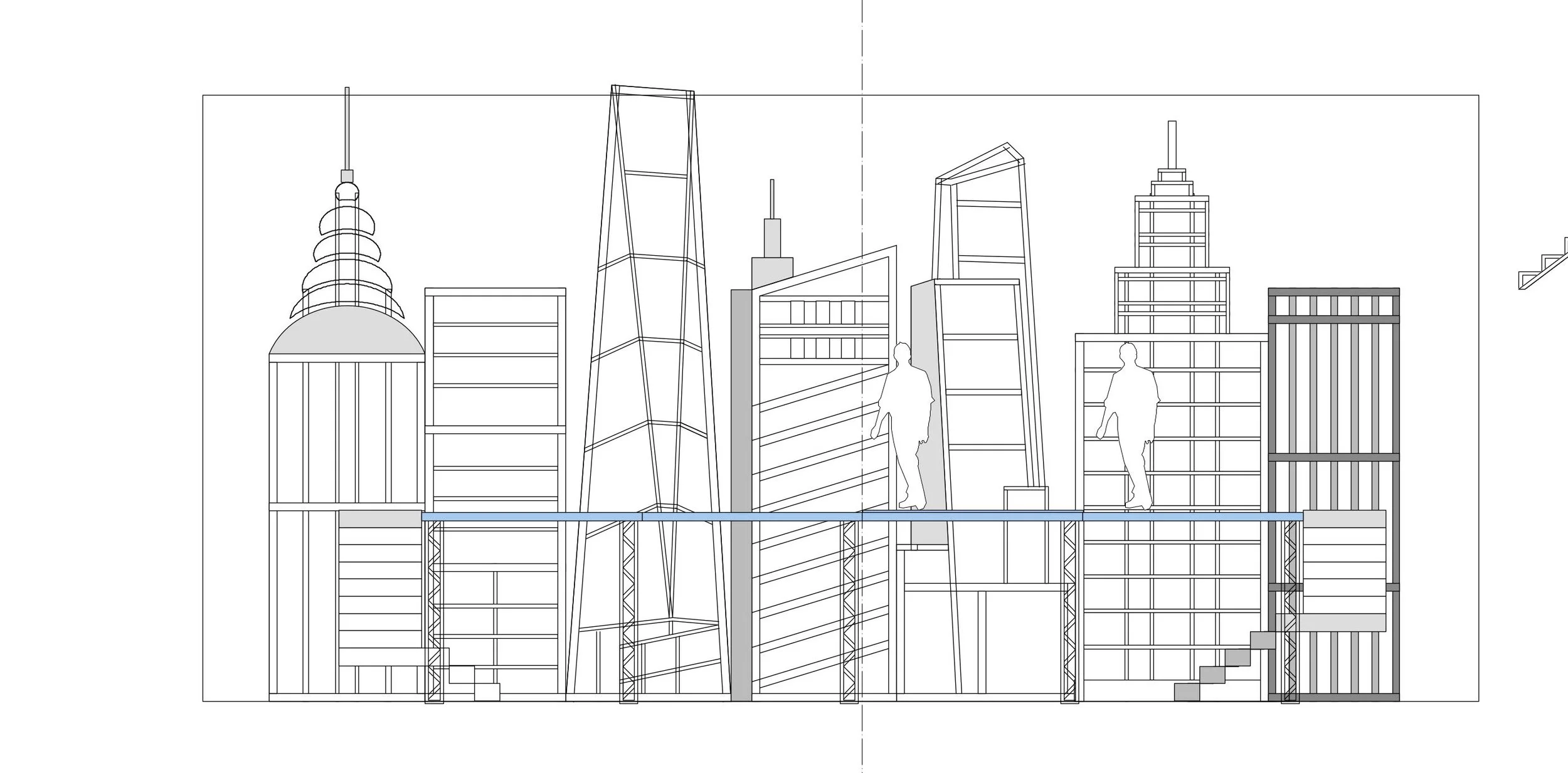 Design of the skyline backdrop V.2, the Director wanted contemporary buildings added to the skyline.