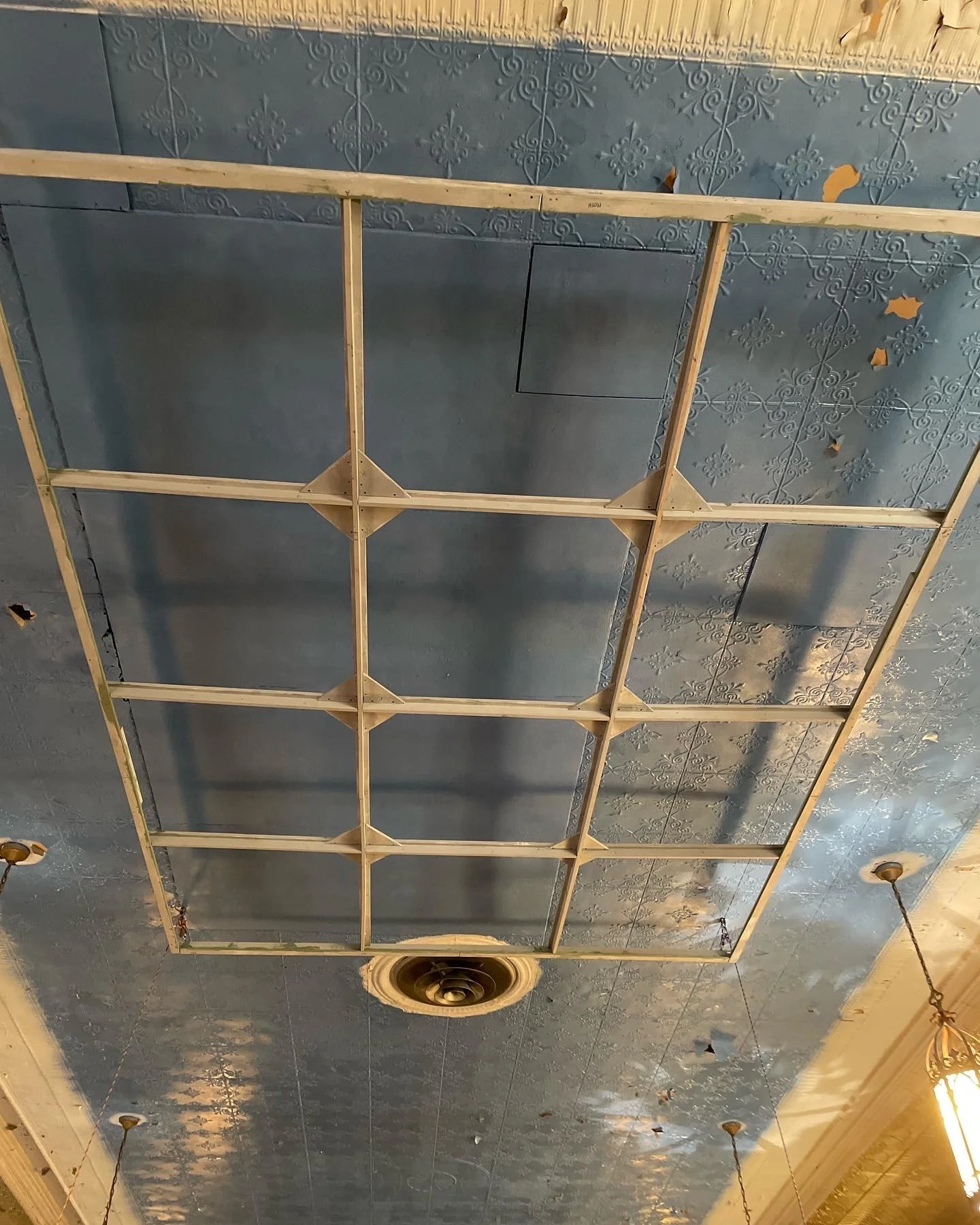 roughing in the frame to determine hanging points