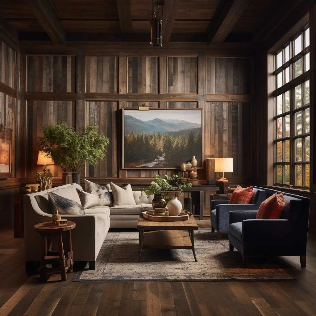 Wood paneled walls to use modern trends to tie into the Colonial past