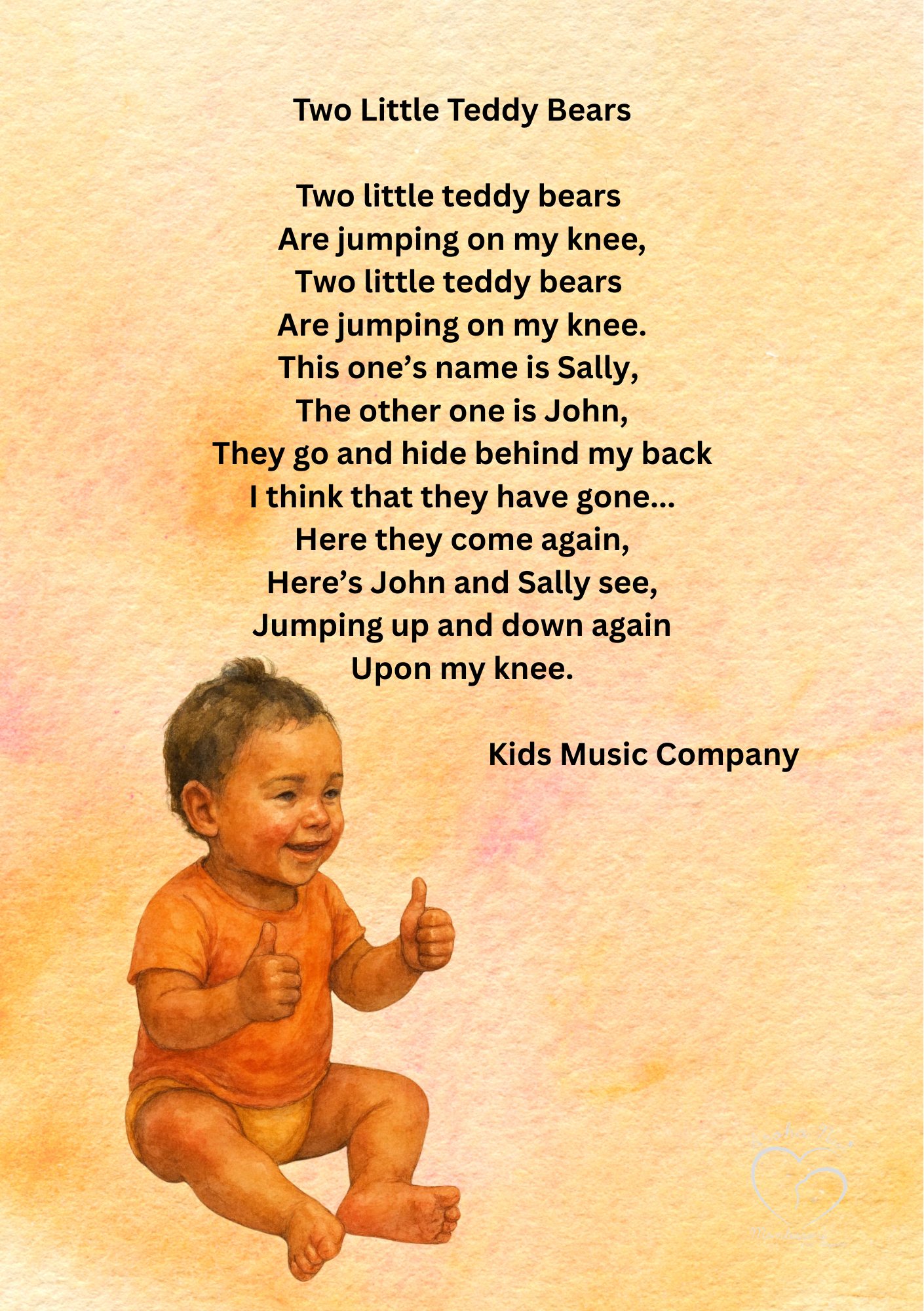 Toddler Song Card - Two Little Teddy Bears