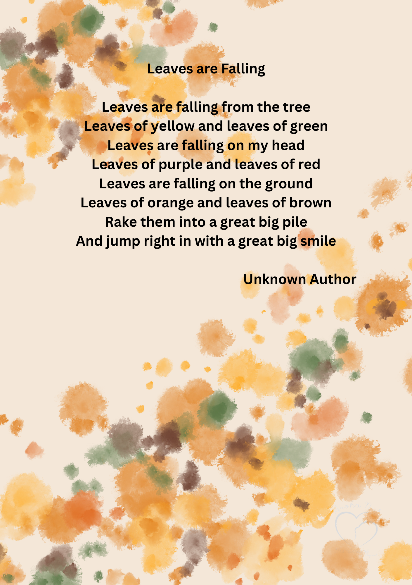 Toddler Song Card - Leaves are Falling