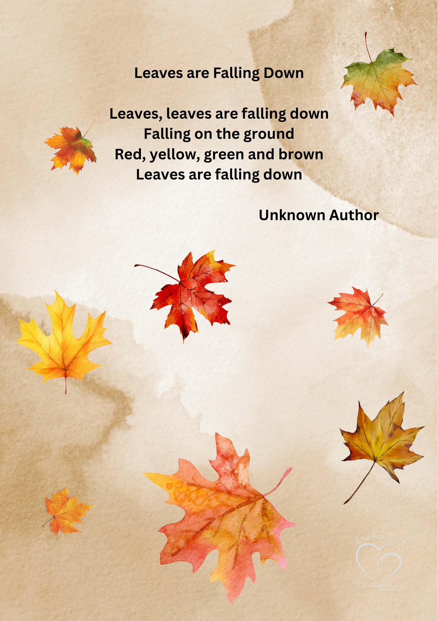 Toddler Song Card - Leaves are Falling Down