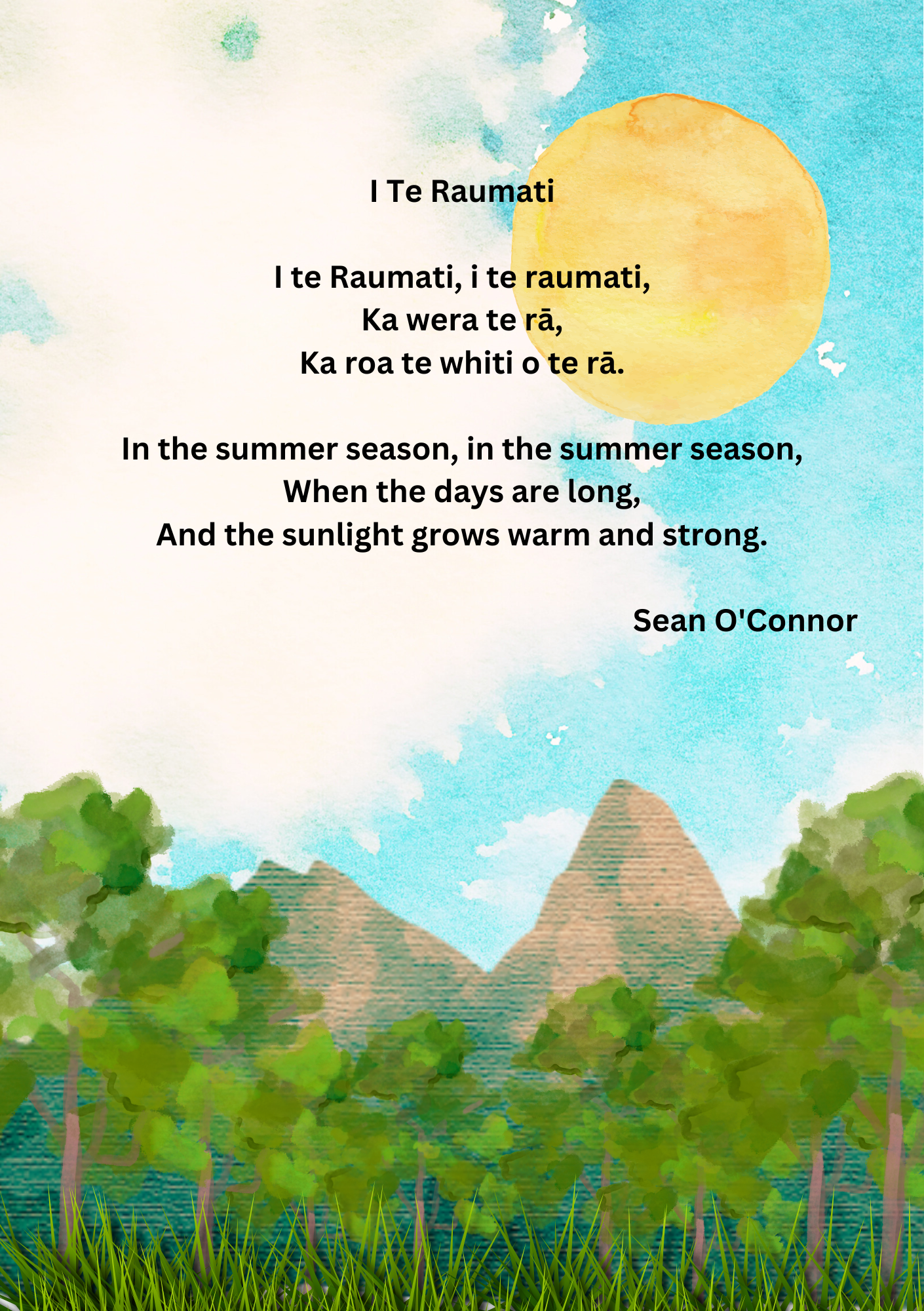 Toddler Song Card - I te Raumati