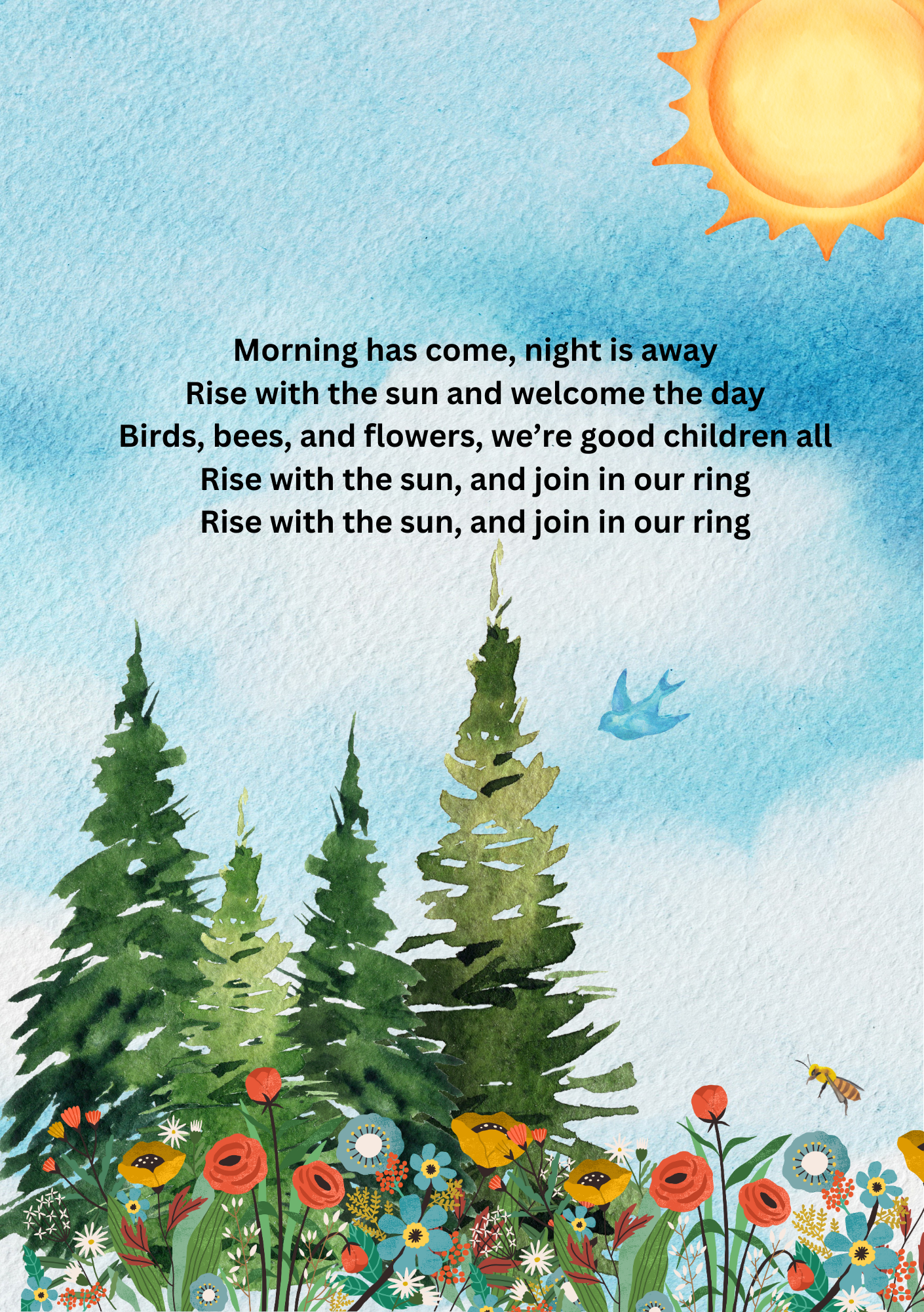 Toddler Song Card - Morning has Come