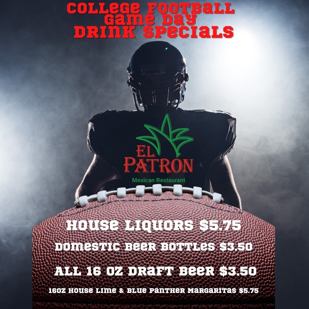 The College Football season starts tonight, beginning at 7:00 pm! Come watch with us on one of our big screen TV's and enjoy delicious food and great drinks!

Click the link below for the College Football Schedule. 
https://www.espn.com/college-footb