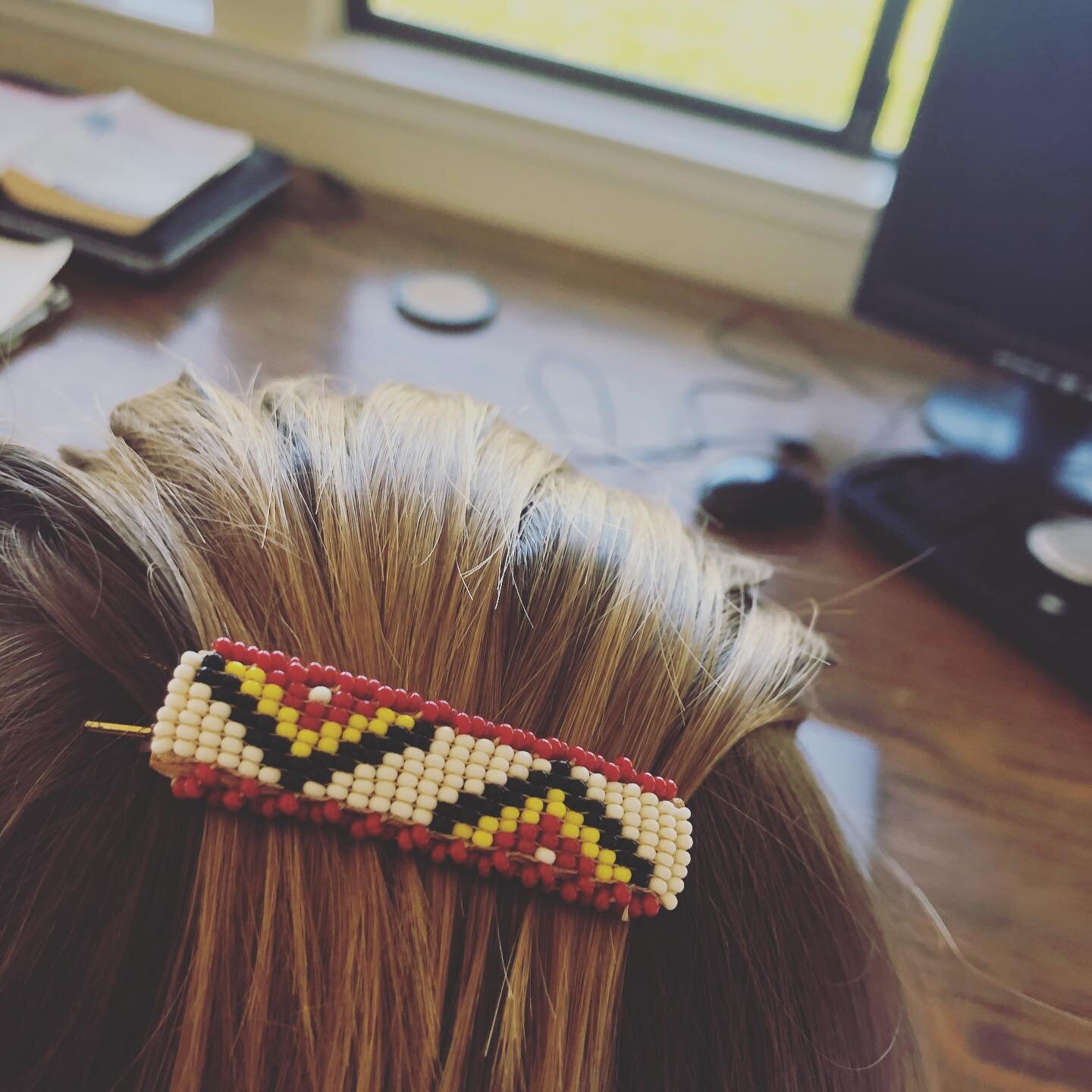 My uncle left this barrette for me. My mom found it in a drawer and passed it to me in the palm of her hand. It was given to my uncle, a doctor, by a Native American woman who showed up at his practice one day 44 years ago in labor. With no medical i