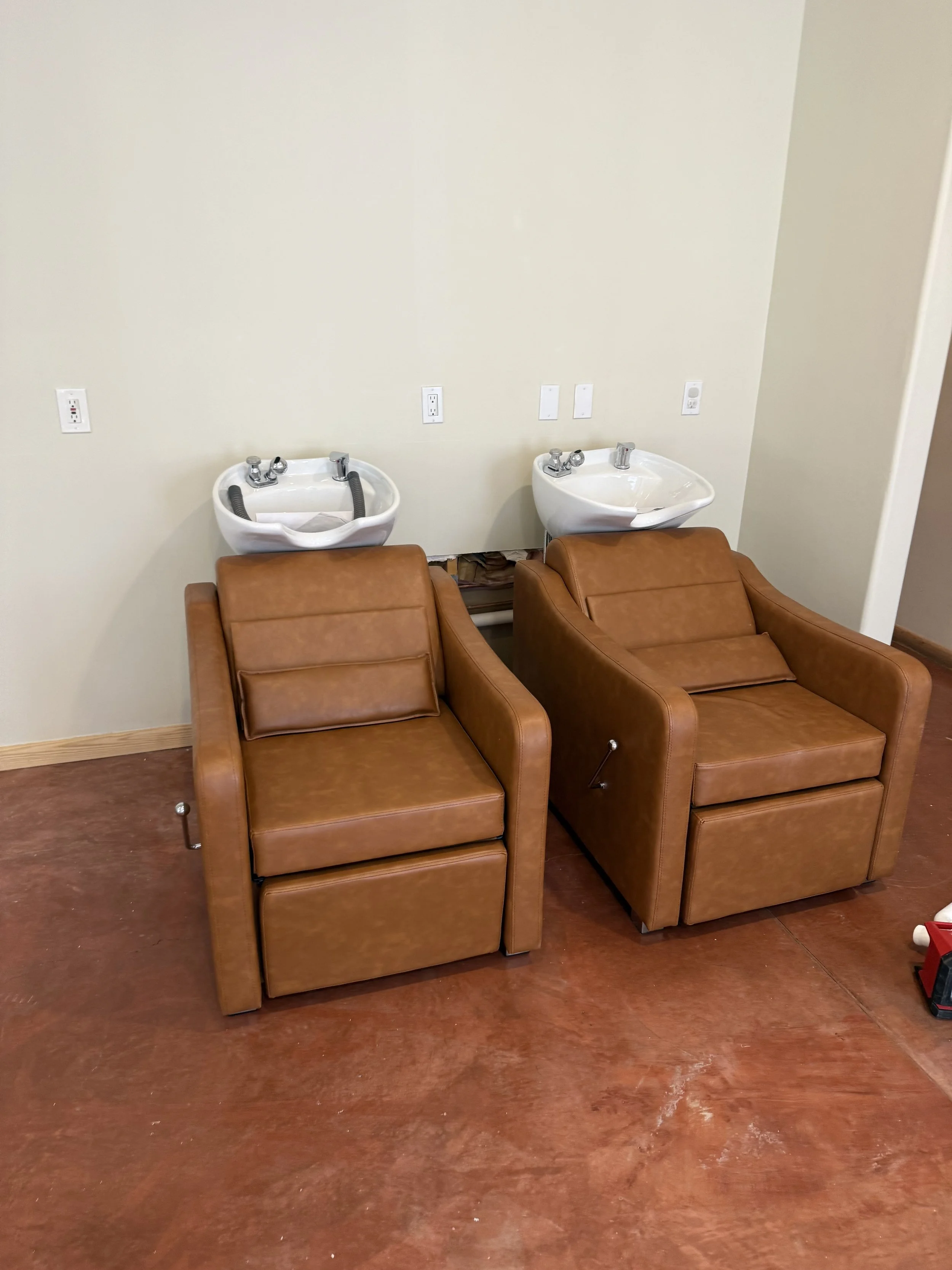 Hair Shampoo Bowls Installed