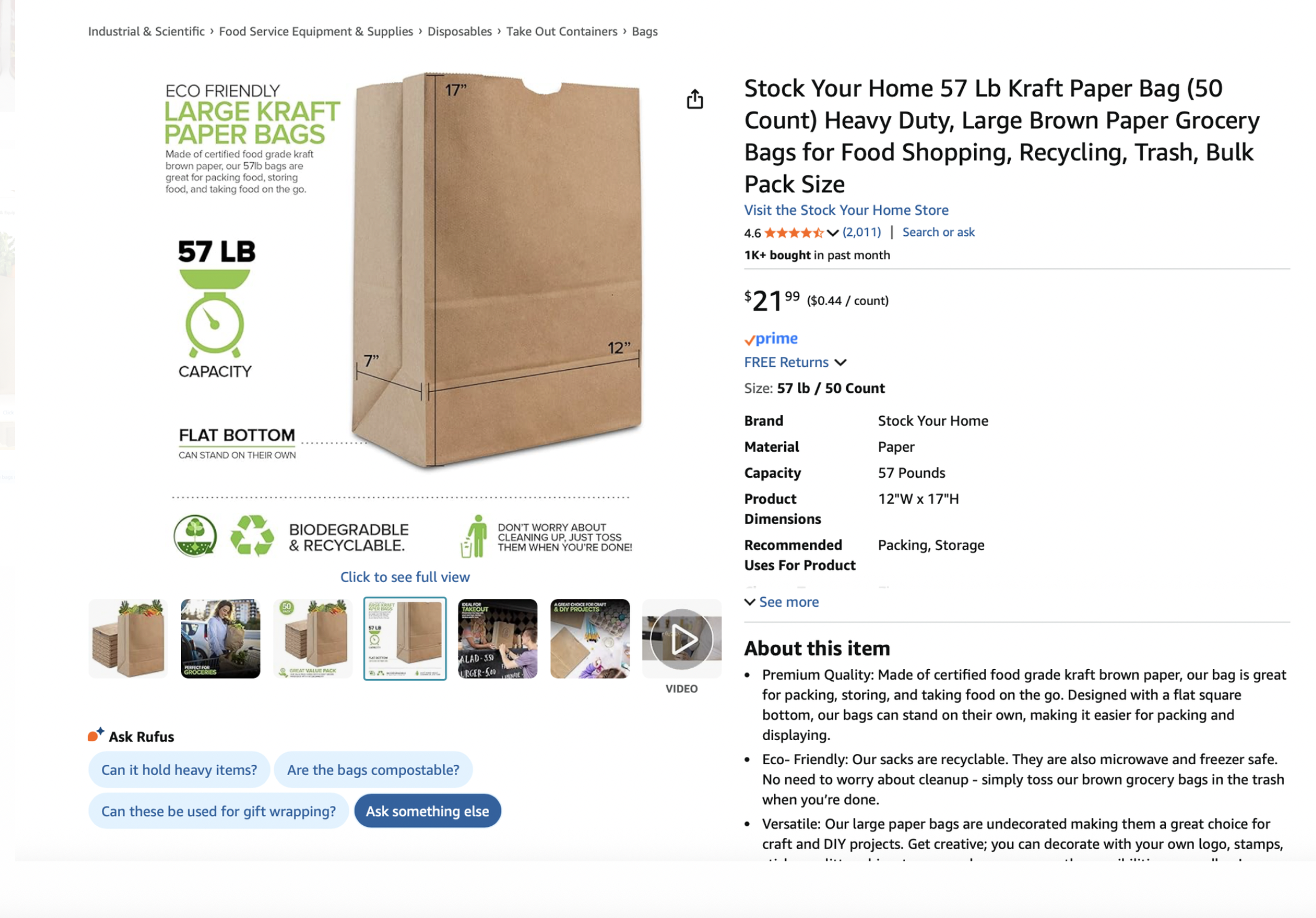 x1 pack of brown paper bags large