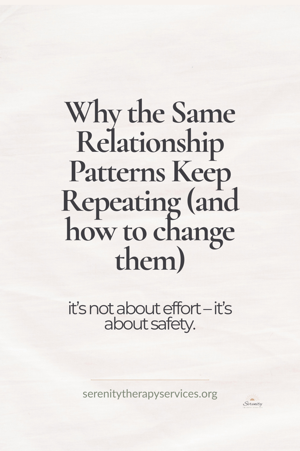 Educational text graphic explaining why couples repeat the same arguments or emotional patterns and how healing past trauma and attachment wounds can help rebuild emotional safety in relationships.