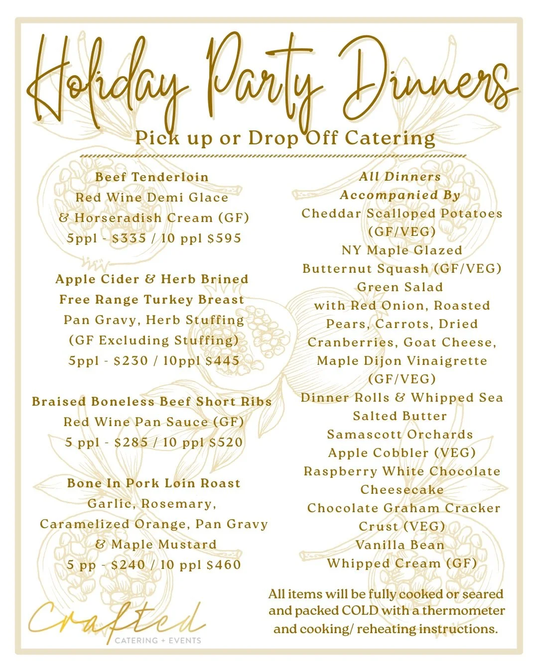 Make holiday hosting stress free this year.
Our Holiday At Home Dinners come fully prepared, beautifully crafted, and ready to enjoy, so you can spend your time where it matters most. ✨🍽️

ORDER by DECEMBER 16th
Available for Pick Up at Our Shop 
12