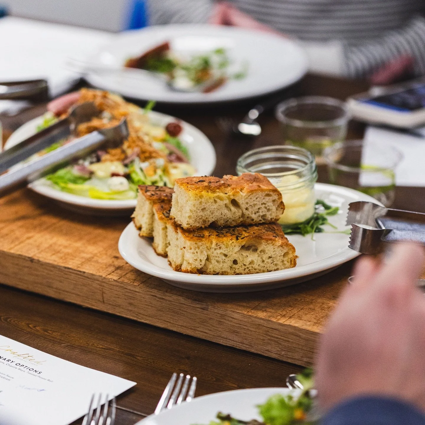 Happy Sunday 🍞🧈
 
Did you know we make our focaccia in house?
A 48 hour cold fermentation allows organic acids to develop for that subtle tang, while strengthening the gluten structure for an airy crumb and chewy bite. Finished with herbs and sea s