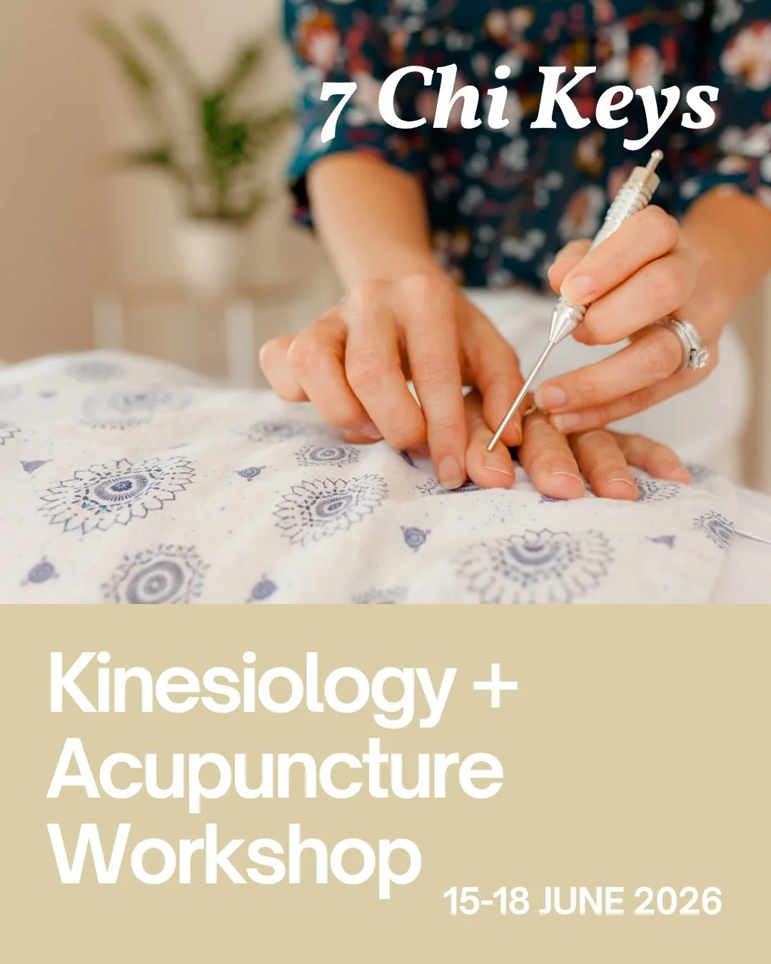 7 Chi Keys - KINESIOLOGY + ACUPUNCTURE WORKSHOP

This work is one of the core procedures I continue to use in clinic every week to support clients with pain, stress, vitality, emotional wellbeing and restoring balance within the body.

This work offe