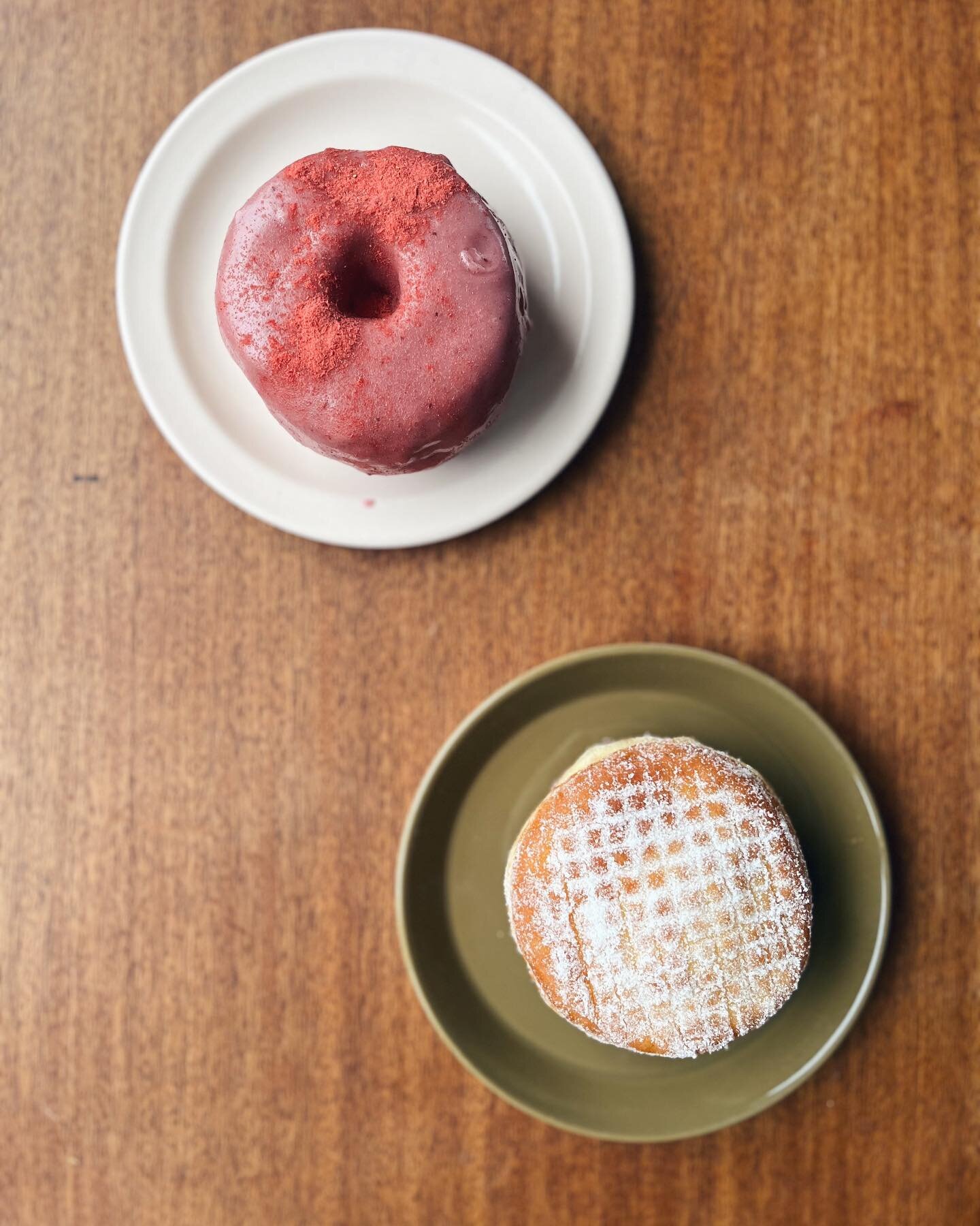 Coconut coconut filled - coconut custard cream with coconut sugar, and Last to the Summer Berries glazed. Orders available for tomorrow, or pick one up today at @extraextracafe @cafecloudnz and @franks_coffee