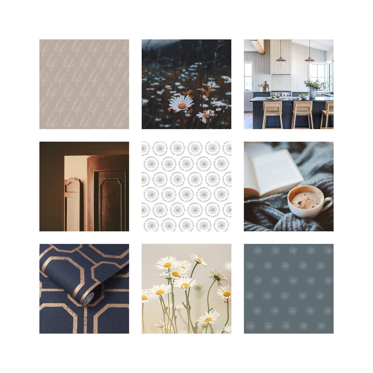 Cozy, cool, neutral and natural. 
Inspiration images and patterns made for @kfjewelryboutique rebrand.

What do you think? Kind of gives me cozy fresh rainy day vibes like the weather in Windsor this week. Do you agree?

(Swipe)
Submark as a stamp. 
