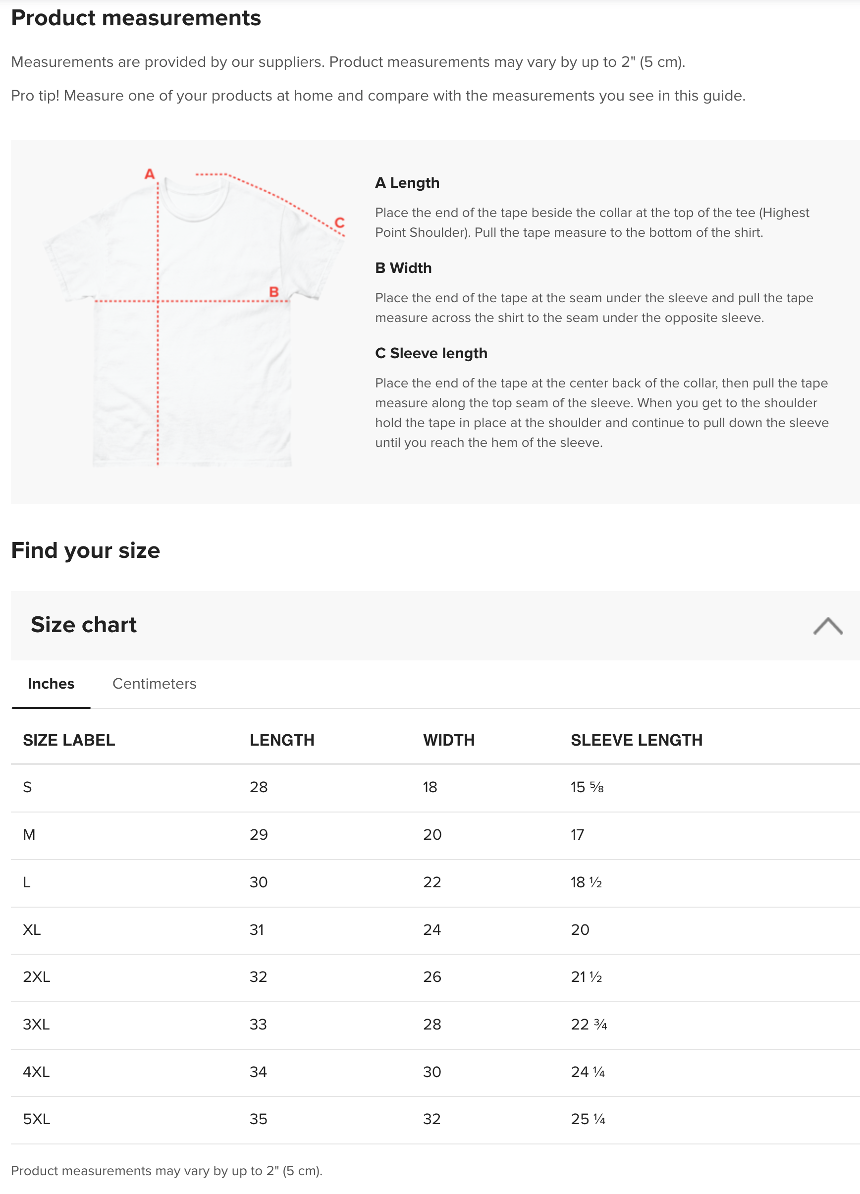 size chart tshirt Monosnap Gildan 5000 Unisex Classic Tee |  .png
