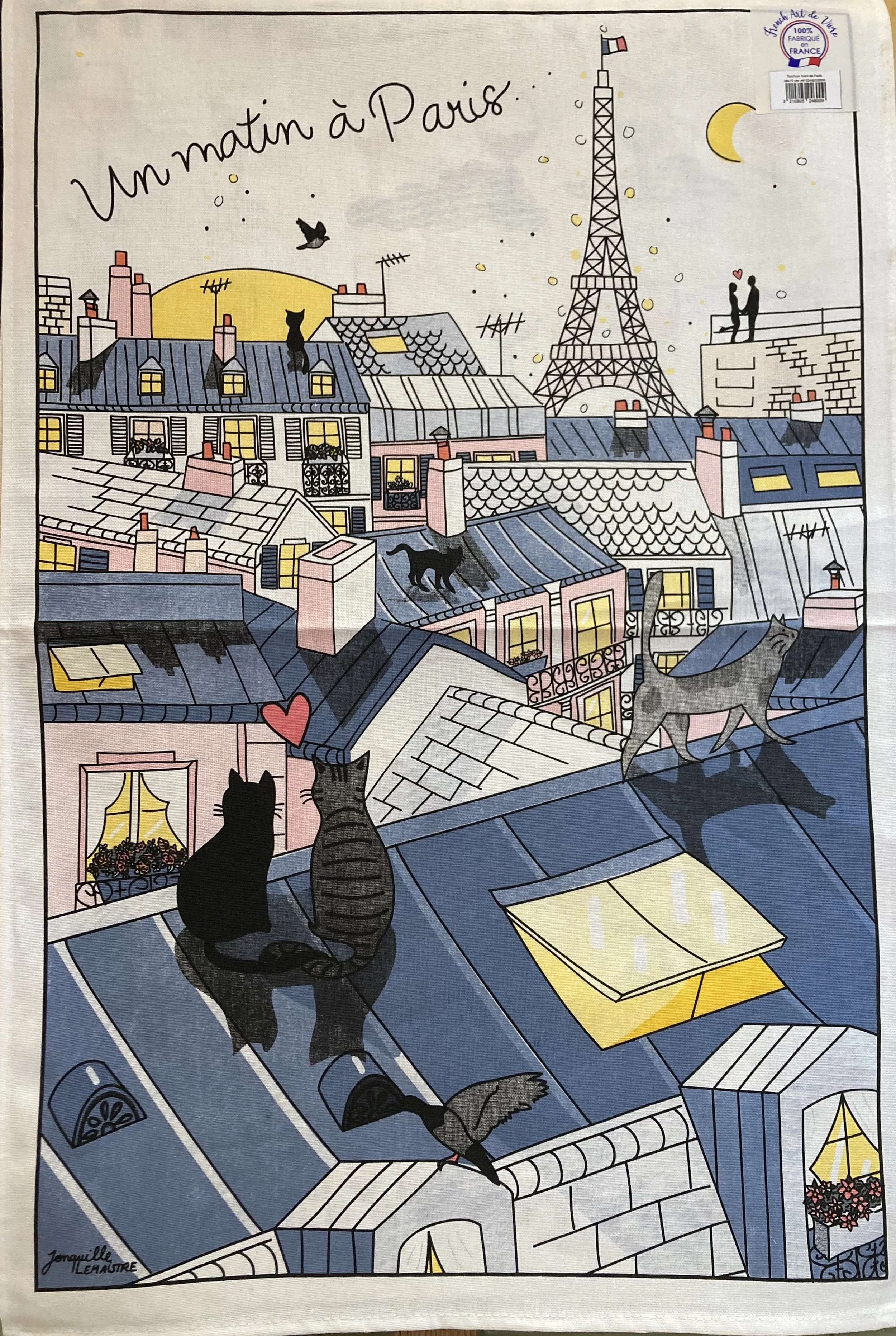 French Linen Tea Towel- Toits de Paris