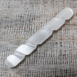 Selenite Spiral Wand - 16 cm (Round Both Ends)