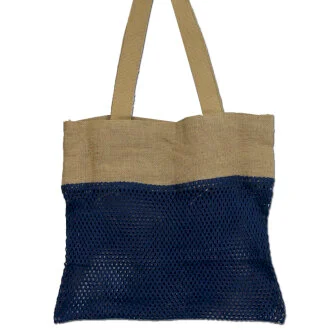 Pure Soft Jute and Cotton Mesh Bag - Blue