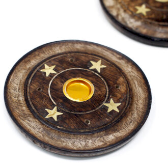 Mango Wood Disc - 10cm (Cone and Incense)