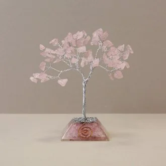 Gemstone Tree with Orgonite Base - 80 Stone (Rose Quartz)