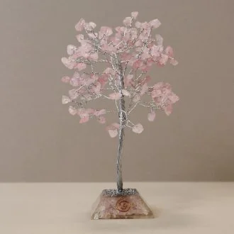 Gemstone Tree with Orgonite Base - 160 Stone (Rose Quartz)