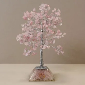 Gemstone Tree with Orgonite Base - 320 Stone (Rose Quartz)