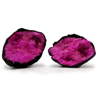 Coloured Calcite Geodes - Black Rock (Dark Red/Pink)